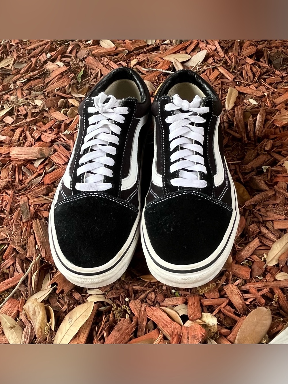 Vans Black and White Suede Old Skool Low Top Sneakers